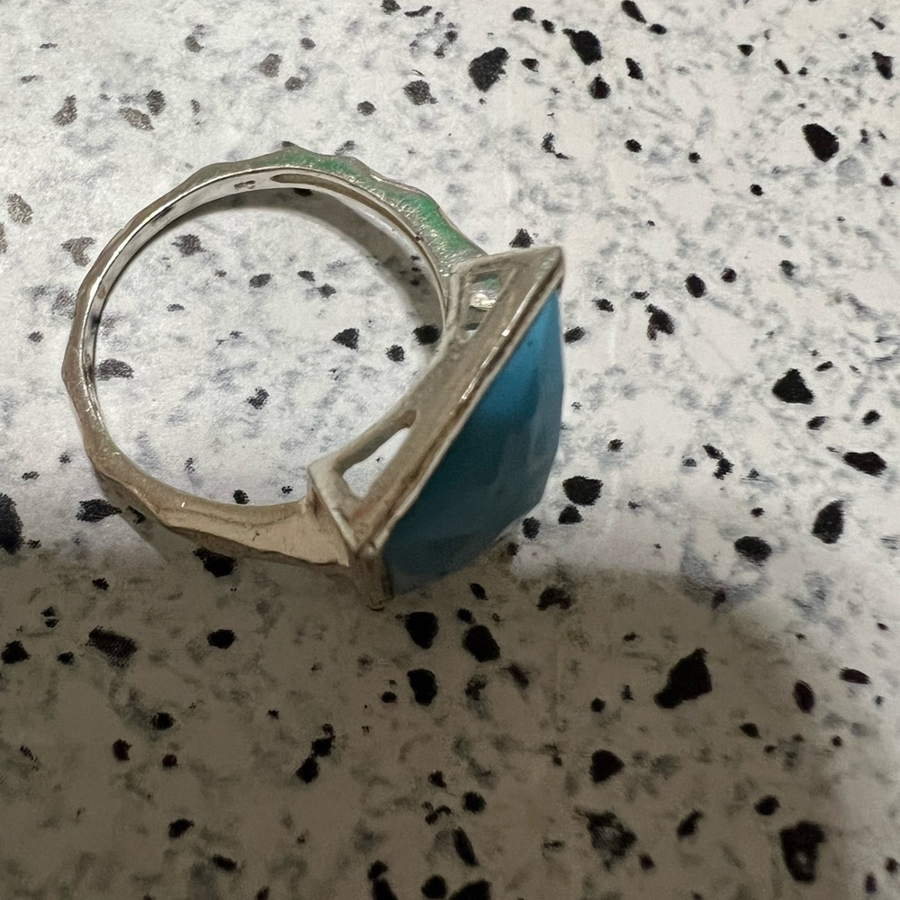 Sterling Silver 925 Stamped Beautiful Blue Ring